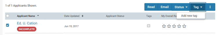 Tagging Applicants screenshot