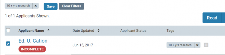 Accessing applicant materials screenshot