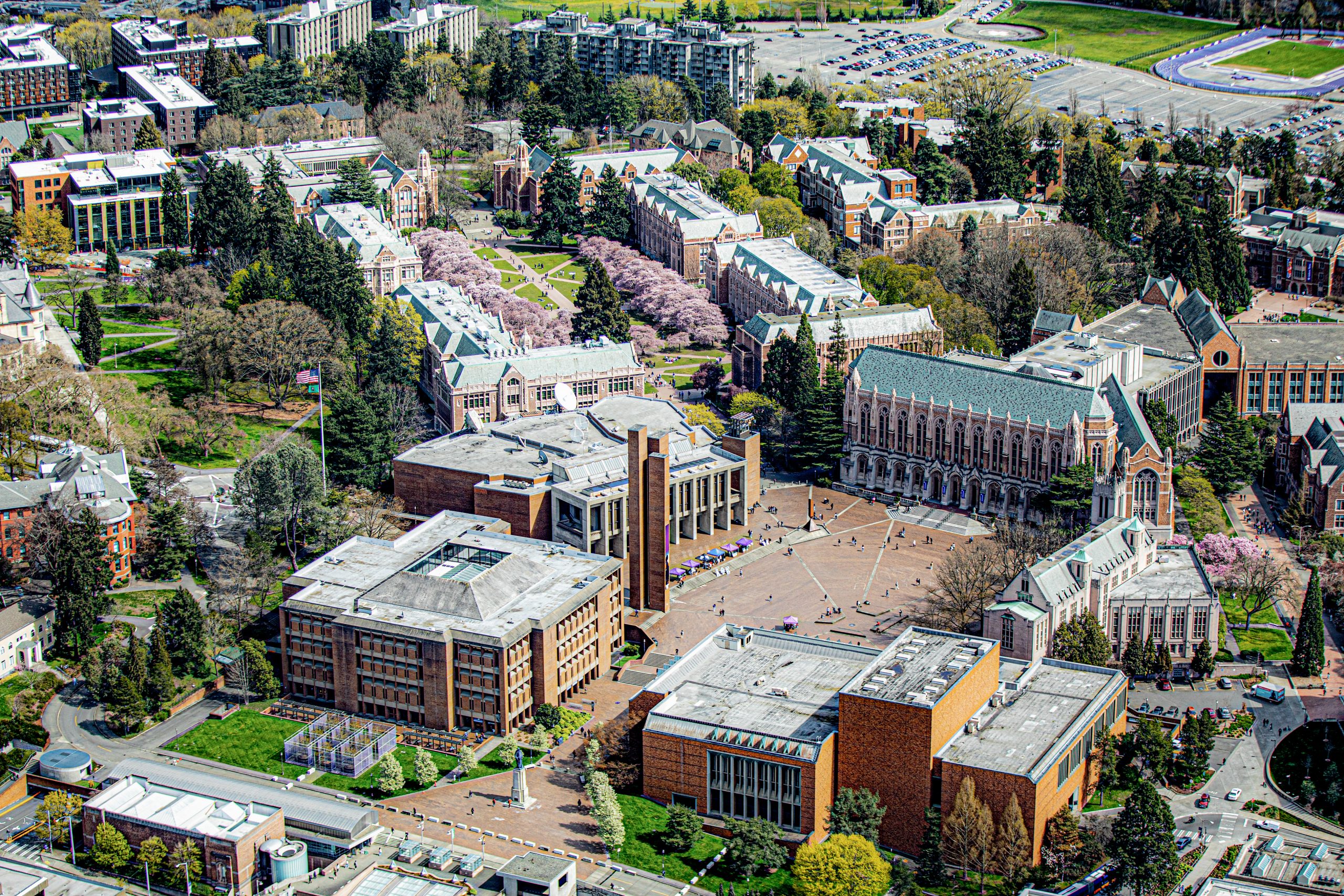 aerial view of UW Seattle campus